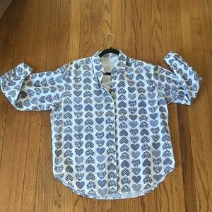 VINTAGE Country Heart Novelty Print Button Down Shirt